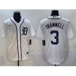 Men's Detroit Tigers #3 Alan Trammell White Cool Base Stitched Baseball Jersey