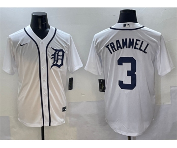 Men's Detroit Tigers #3 Alan Trammell White Cool Base Stitched Baseball Jersey