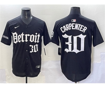 Men's Detroit Tigers #30 Kerry Carpenter Black 'Motor Gothic Edition' Vapor Premier Limited Stitched Baseball Jersey