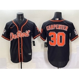 Men's Detroit Tigers #30 Kerry Carpenter Black With Patch Cool Base Stitched Baseball Jersey