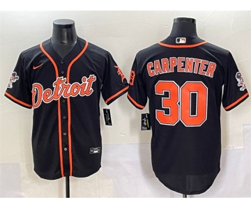 Men's Detroit Tigers #30 Kerry Carpenter Black With Patch Cool Base Stitched Baseball Jersey