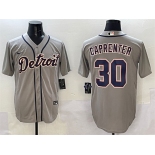 Men's Detroit Tigers #30 Kerry Carpenter Grey Cool Base Stitched Baseball Jersey