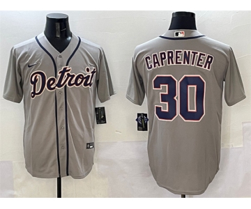 Men's Detroit Tigers #30 Kerry Carpenter Grey Cool Base Stitched Baseball Jersey