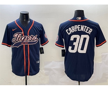 Men's Detroit Tigers #30 Kerry Carpenter Navy With Patch Cool Base Stitched Baseball Jersey