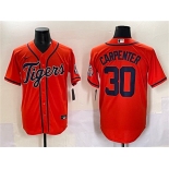 Men's Detroit Tigers #30 Kerry Carpenter Orange With Patch Cool Base Stitched Baseball Jersey