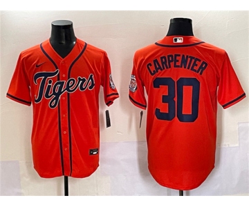 Men's Detroit Tigers #30 Kerry Carpenter Orange With Patch Cool Base Stitched Baseball Jersey