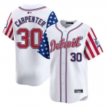Men's Detroit Tigers #30 Kerry Carpenter White 2025 Independence Day Vapor Premier Limited Stitched Baseball Jersey