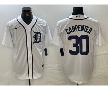 Men's Detroit Tigers #30 Kerry Carpenter White Cool Base Stitched Jersey