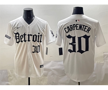 Men's Detroit Tigers #30 Kerry Carpenter White 'Motor Gothic Edition' Vapor Premier Limited Stitched Baseball Jersey
