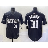 Men's Detroit Tigers #31 Riley Greene Black 'Motor Gothic Edition' Vapor Premier Limited Stitched Baseball Jersey