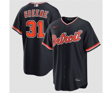 Men's Detroit Tigers #31 Riley Greene Navy Alternate Stitched Baseball Jersey