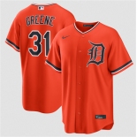 Men's Detroit Tigers #31 Riley Greene Orange Alternate Stitched Baseball Jersey Men's Detroit Tigers #31 Riley Greene Orange Alternate Stitched Baseball Jersey
