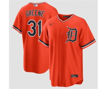 Men's Detroit Tigers #31 Riley Greene Orange Alternate Stitched Baseball Jersey