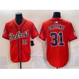 Men's Detroit Tigers #31 Riley Greene Orange With Patch Vapor Premier Limited Stitched Baseball Jersey