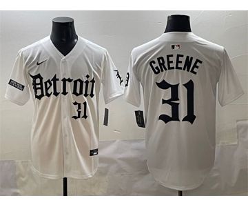 Men's Detroit Tigers #31 Riley Greene White 'Motor Gothic Edition' Vapor Premier Limited Stitched Baseball Jersey