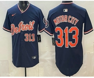 Men's Detroit Tigers #313 Motor City Navy 2026 Alternate Vapor Premier Limited Stitched Baseball Jersey