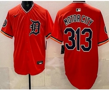 Men's Detroit Tigers #313 Motor City Orange Limited Jersey