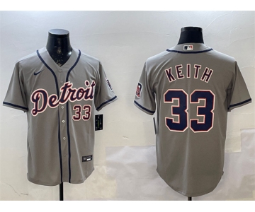 Men's Detroit Tigers #33 Colt Keith Gray Cool Base Stitched Baseball Jersey