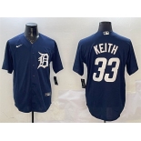 Men's Detroit Tigers #33 Colt Keith Navy Cool Base Stitched Baseball Jersey