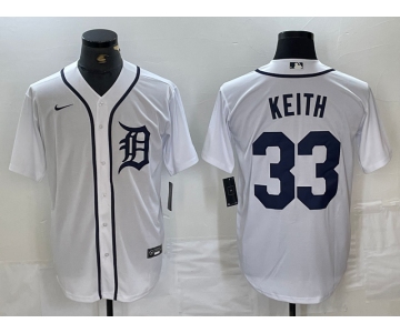Men's Detroit Tigers #33 Colt Keith White Cool Base Stitched Jersey