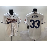 Men's Detroit Tigers #33 Colt Keith White With Patch Cool Base Stitched Baseball Jersey