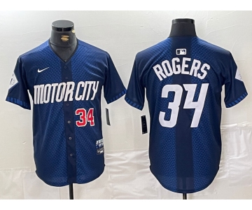 Men's Detroit Tigers #34 Jake Rogers 2024 Navy City Connect Cool Base Limited Stitched Jerseys