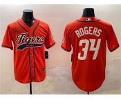 Men's Detroit Tigers #34 Jake Rogers Orange With Patch Cool Base Stitched Baseball Jersey