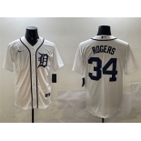 Men's Detroit Tigers #34 Jake Rogers White Cool Base Stitched Baseball Jersey