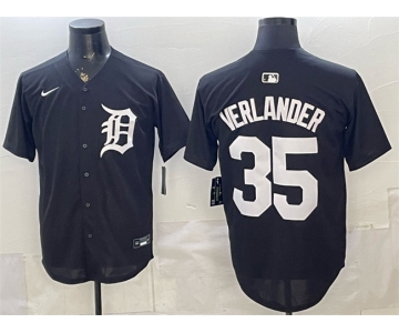 Men's Detroit Tigers #35 Justin Verlander Black Limited Stitched Baseball Jersey