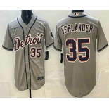 Men's Detroit Tigers #35 Justin Verlander Grey Number Cool Base Jersey Men's Detroit Tigers #35 Justin Verlander Grey Number Cool Base Jersey
