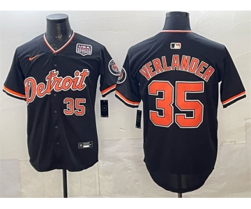 Men's Detroit Tigers #35 Justin Verlander Navy 2026 Alternate USA 250' Patch Vapor Premier Limited Stitched Baseball Jersey