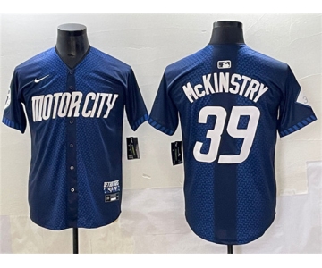 Men's Detroit Tigers #39 Zach McKinstry 2024 Navy City Connect Cool Base Limited Stitched Baseball Jersey