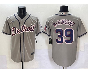 Men's Detroit Tigers #39 Zach McKinstry Gray Cool Base Stitched Baseball Jersey