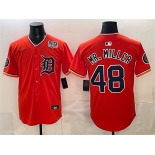 Men's Detroit Tigers #48 Mr. Miller Orange 2026 Alternate USA 250' Patch Vapor Premier Limited Stitched Baseball Jersey