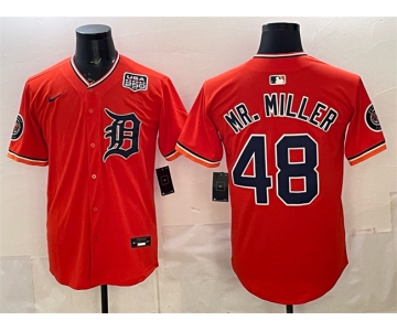 Men's Detroit Tigers #48 Mr. Miller Orange 2026 Alternate USA 250' Patch Vapor Premier Limited Stitched Baseball Jersey