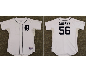 Men's Detroit Tigers #56 Fernando Rodney Game White Home Jersey