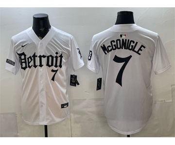 Men's Detroit Tigers #7 Kevin McGonigle 2026 White 'Motor Gothic Edition' Vapor Premier Limited Stitched Baseball Jersey