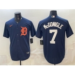 Mens Detroit Tigers #7 Kevin McGonigle Navy Cool Base Stitched Baseball Jersey