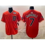 Men's Detroit Tigers #7 Kevin McGonigle Orange 2026 Alternate With Meijer Patch & USA 250' Patch Vapor Premier Limited Stitched Baseball Jersey