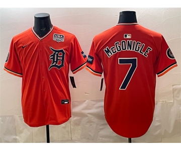 Men's Detroit Tigers #7 Kevin McGonigle Orange 2026 Alternate With Meijer Patch & USA 250' Patch Vapor Premier Limited Stitched Baseball Jersey