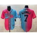 Men's Detroit Tigers #7 Kevin McGonigle Pink Blue Limited Stitched Baseball Jersey