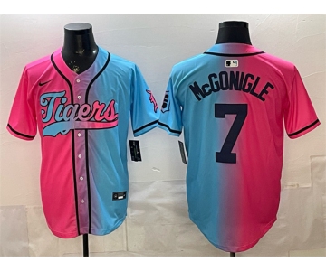 Men's Detroit Tigers #7 Kevin McGonigle Pink Blue Limited Stitched Baseball Jersey