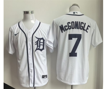 Men's Detroit Tigers #7 Kevin McGonigle White Cool Base Stitched Baseball Jersey