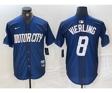 Men's Detroit Tigers #8 Matt Vierling Navy 2024 City Connect Cool Base Limited Stitched Jersey
