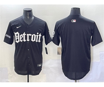 Men's Detroit Tigers Blank Black 'Motor Gothic Edition' Vapor Premier Limited Stitched Baseball Jersey