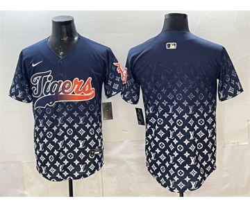 Men's Detroit Tigers Blank Navy With Patch Vapor Premier Limited Stitched Baseball Jersey