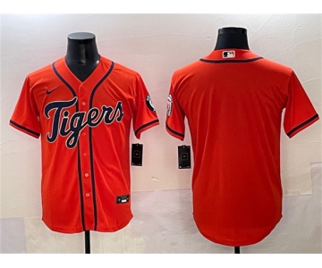 Men's Detroit Tigers Blank Orange With Patch Cool Base Stitched Baseball Jersey