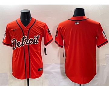 Men's Detroit Tigers Blank Orange With Patch Vapor Premier Limited Stitched Baseball Jersey