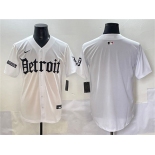 Men's Detroit Tigers Blank White 'Motor Gothic Edition' Vapor Premier Limited Stitched Baseball Jersey