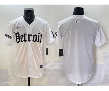 Men's Detroit Tigers Blank White 'Motor Gothic Edition' Vapor Premier Limited Stitched Baseball Jersey